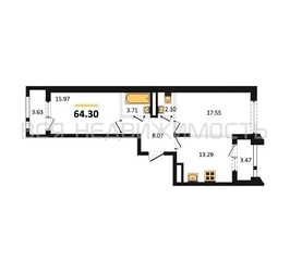 2-комнатная квартира, 64.3кв.м - изображение 1