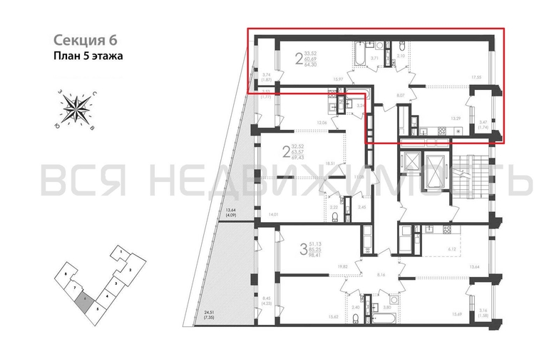 2-комнатная квартира, 64.3кв.м - изображение 1
