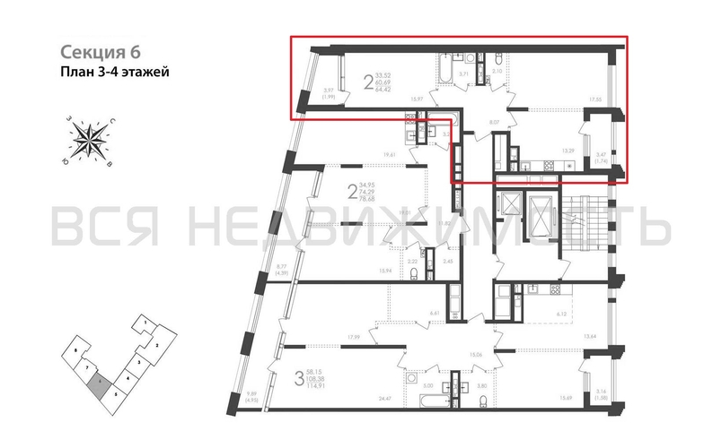 2-комнатная квартира, 64.42кв.м - изображение 1