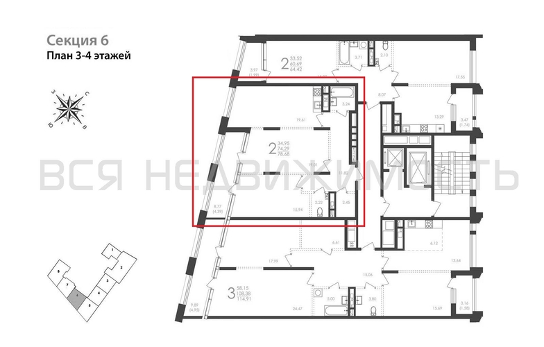 2-комнатная квартира, 78.68кв.м - изображение 1