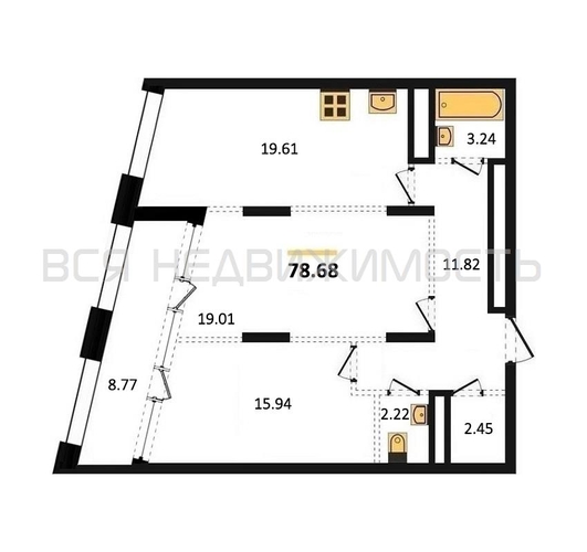 2-комнатная квартира, 78.68кв.м - изображение 0