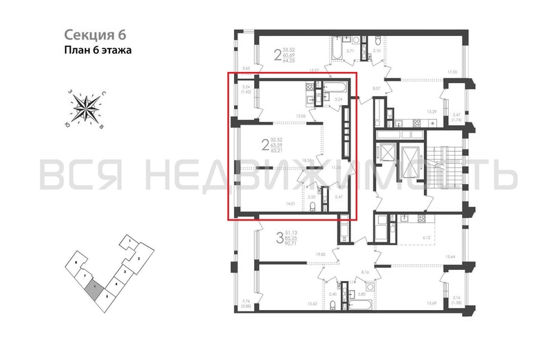 2-комнатная квартира, 65.21кв.м - изображение 1