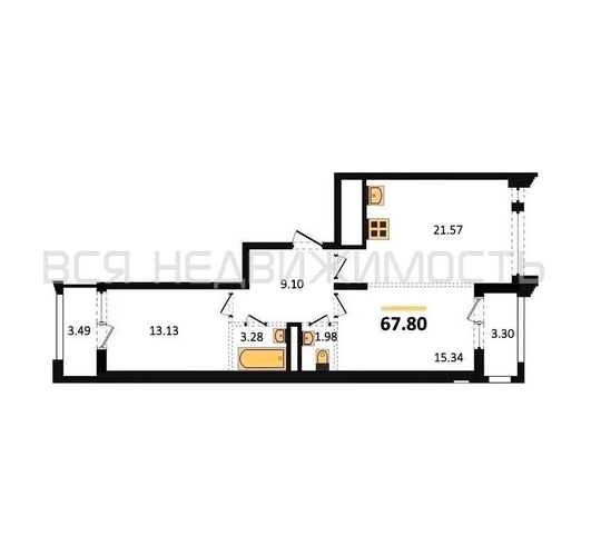 2-комнатная квартира, 67.8кв.м - изображение 0