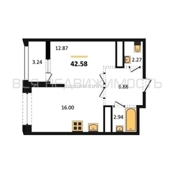1-комнатная квартира, 42.58кв.м - изображение 1