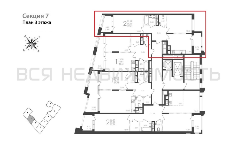 2-комнатная квартира, 60.21кв.м - изображение 1
