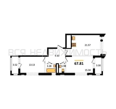 2-комнатная квартира, 67.81кв.м - изображение