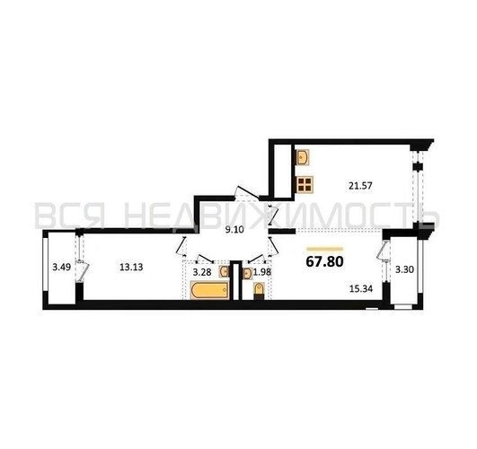 2-комнатная квартира, 67.8кв.м - изображение 0