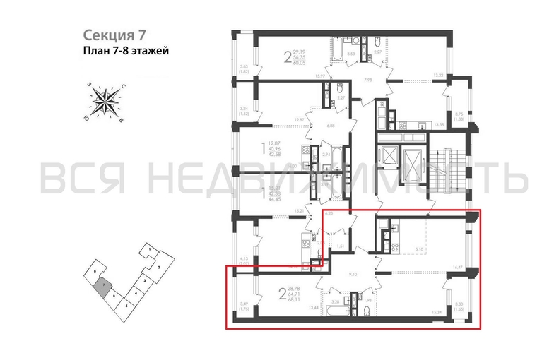 2-комнатная квартира, 67.8кв.м - изображение 1