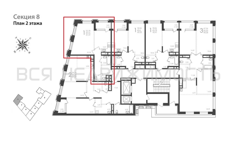 1-комнатная квартира, 51.41кв.м - изображение 1