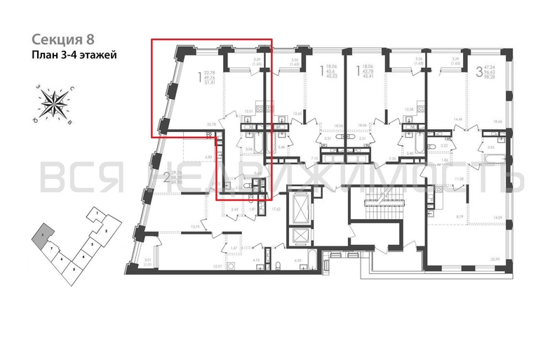 1-комнатная квартира, 51.41кв.м - изображение 1