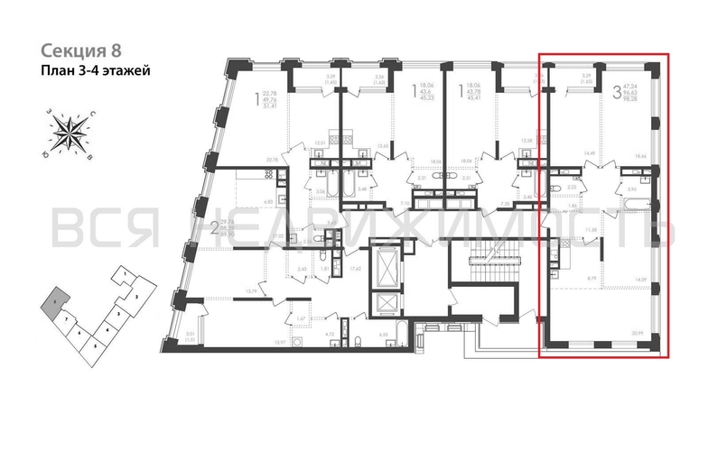 3-комнатная квартира, 98.28кв.м - изображение 1