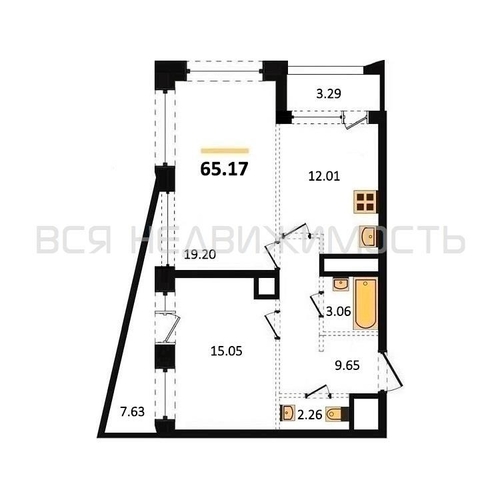 2-комнатная квартира, 65.17кв.м - изображение 0