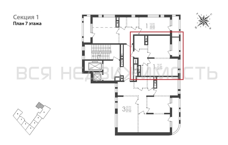 1-комнатная квартира, 43.77кв.м - изображение 1