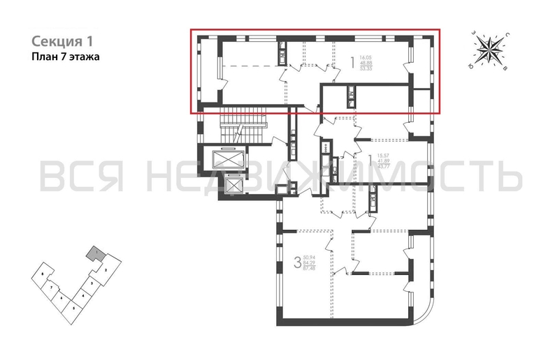 1-комнатная квартира, 53.35кв.м - изображение 1