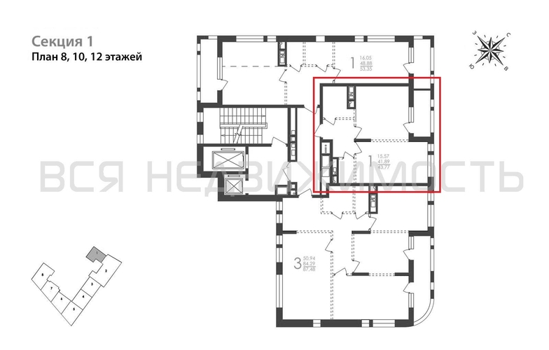1-комнатная квартира, 43.77кв.м - изображение 1