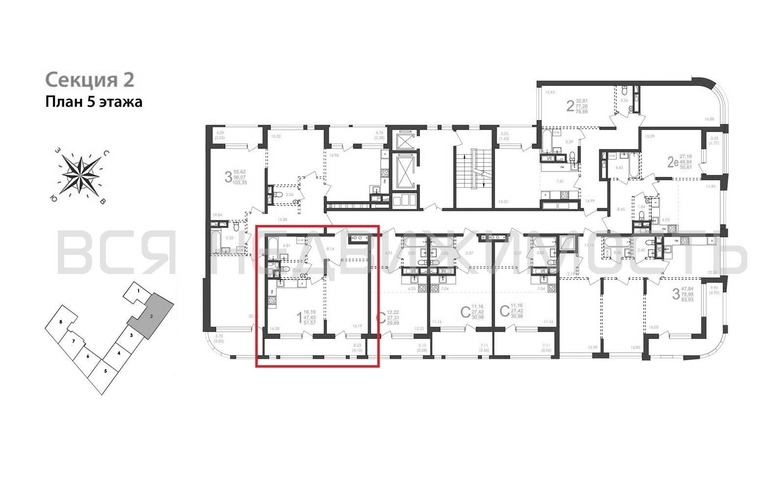 1-комнатная квартира, 51.57кв.м - изображение 1