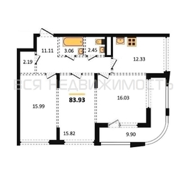 3-комнатная квартира, 83.93кв.м - изображение 1