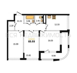 3-комнатная квартира, 83.93кв.м - изображение 1