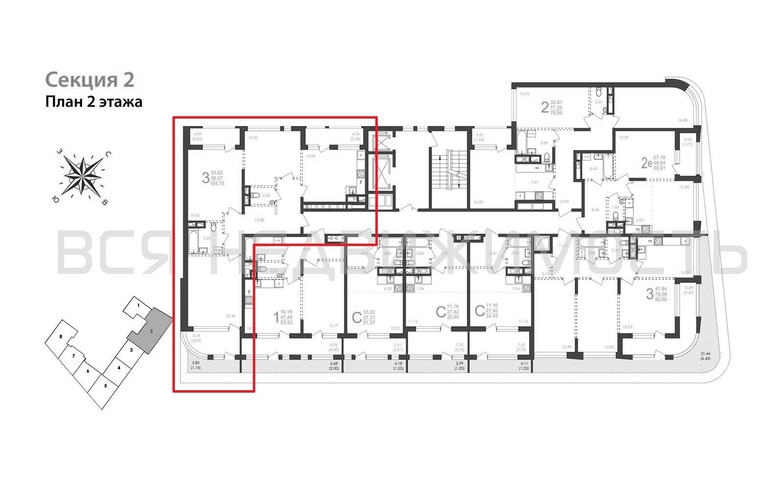 3-комнатная квартира, 104.73кв.м - изображение 1