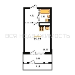 квартира-студия, 31,37кв.м. - изображение 1