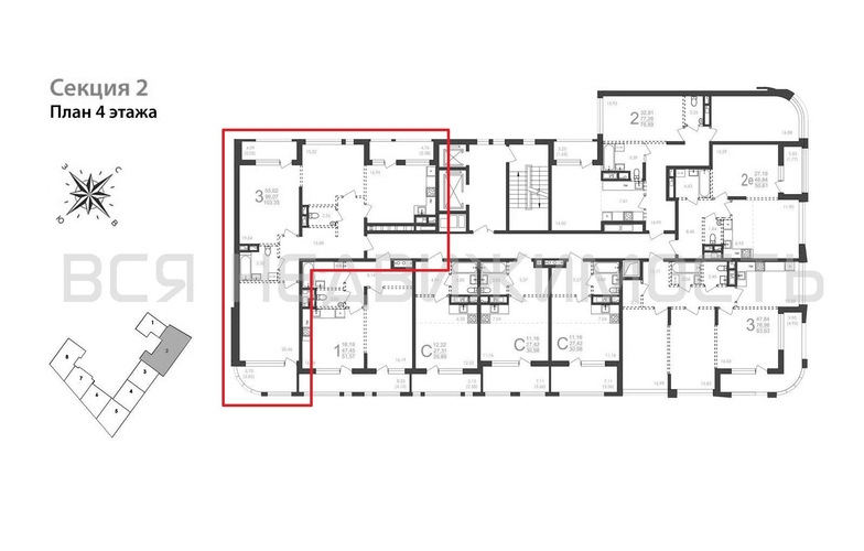 3-комнатная квартира, 103.35кв.м - изображение 1