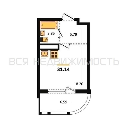 квартира-студия, 31,14кв.м. - изображение