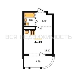 квартира-студия, 31,14кв.м. - изображение 1