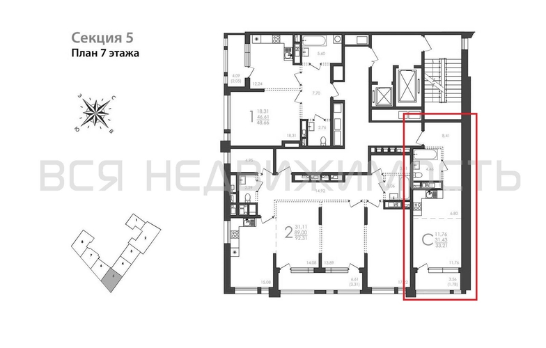 квартира-студия, 33,21кв.м. - изображение 1