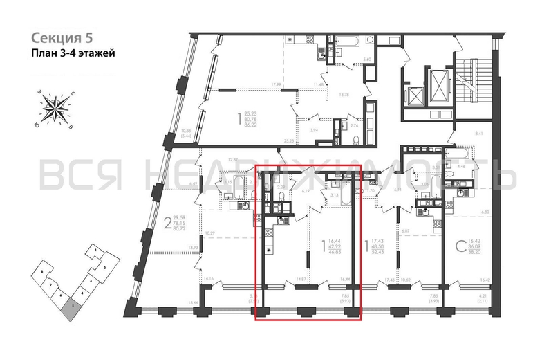 1-комнатная квартира, 46.85кв.м - изображение 1