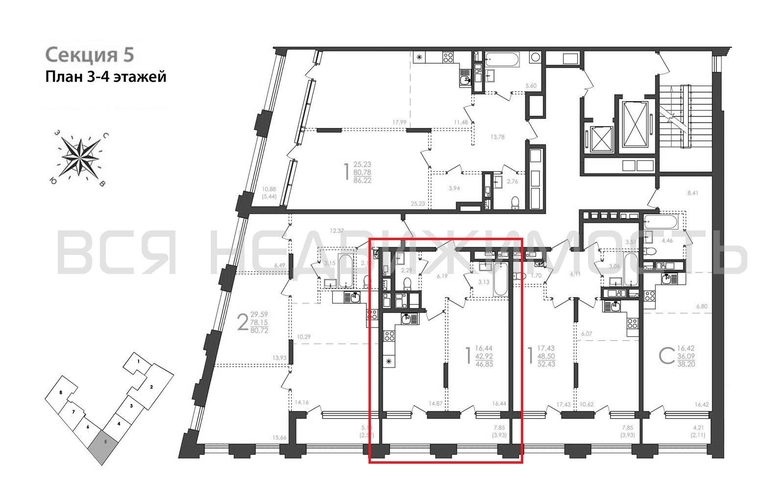 1-комнатная квартира, 46.85кв.м - изображение 1
