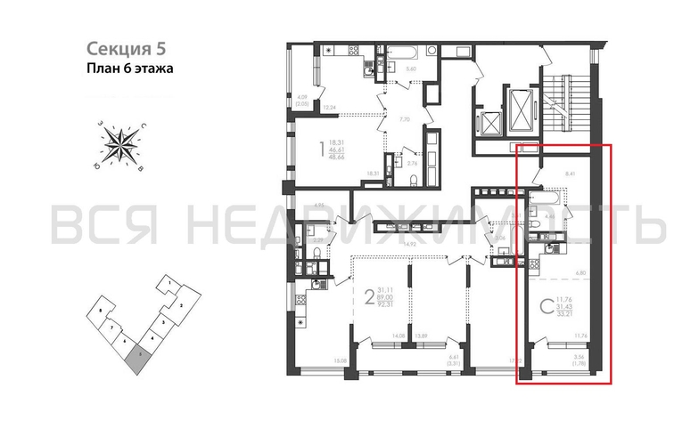 квартира-студия, 33,21кв.м. - изображение 1