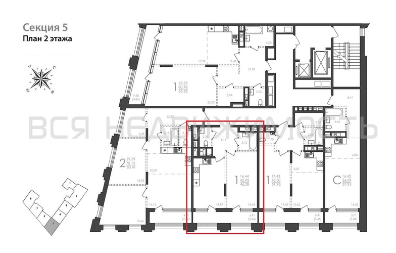 1-комнатная квартира, 46.38кв.м - изображение 1