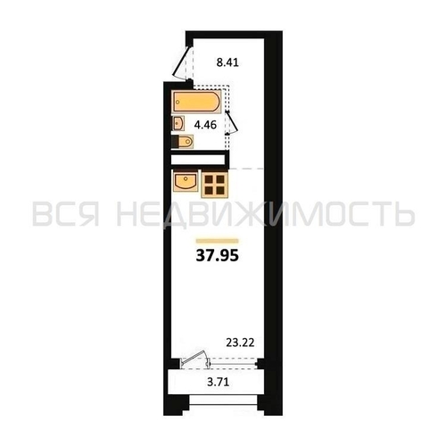 квартира-студия, 37,95кв.м. - изображение 0