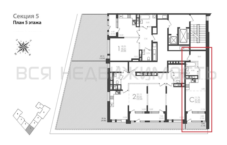 квартира-студия, 34,56кв.м. - изображение 1