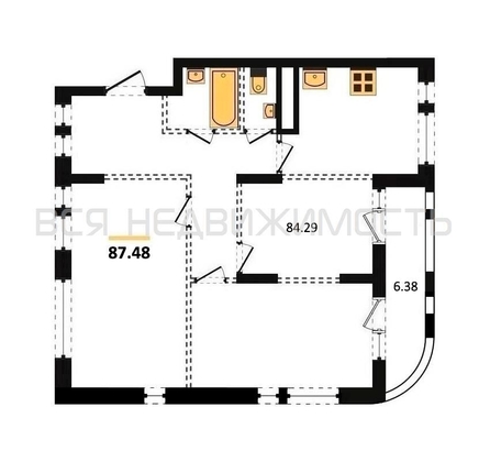 3-комнатная квартира, 87.48кв.м - изображение