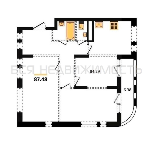 3-комнатная квартира, 87.48кв.м - изображение 0