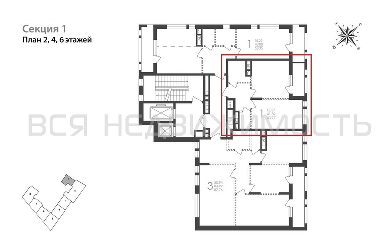 1-комнатная квартира, 43.77кв.м - изображение 1