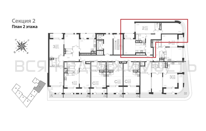 2-комнатная квартира, 78.89кв.м - изображение 1