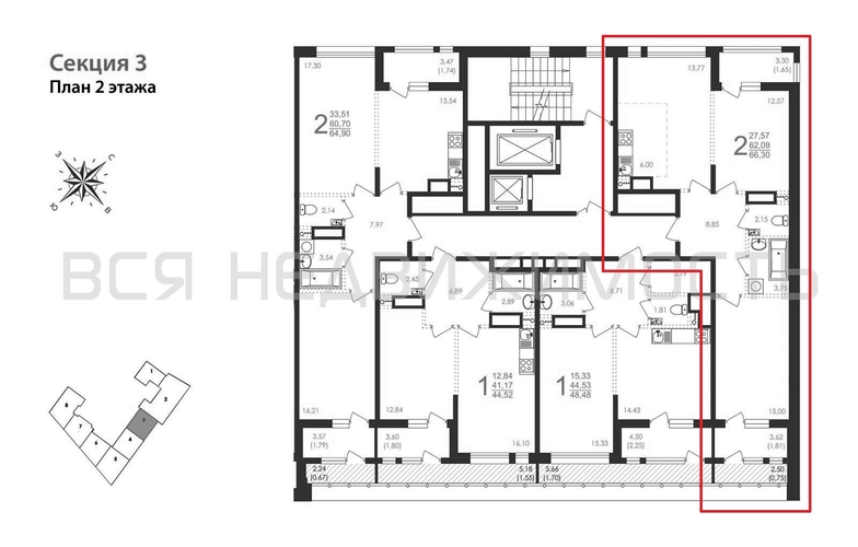 2-комнатная квартира, 66.3кв.м - изображение 1