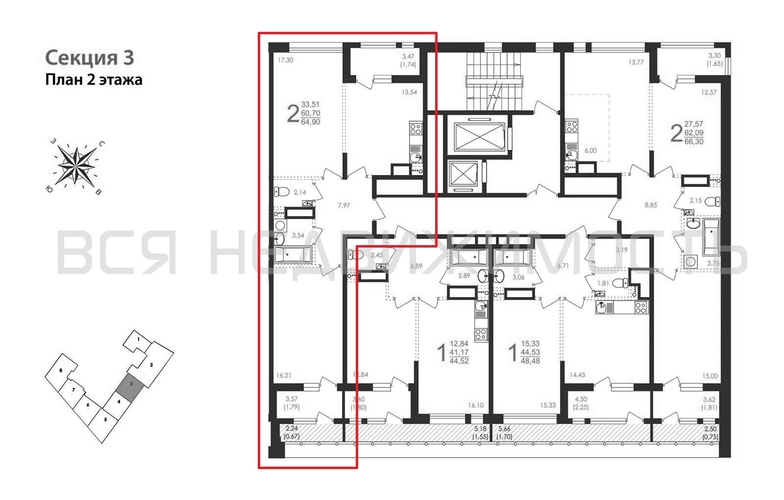 2-комнатная квартира, 64.9кв.м - изображение 1