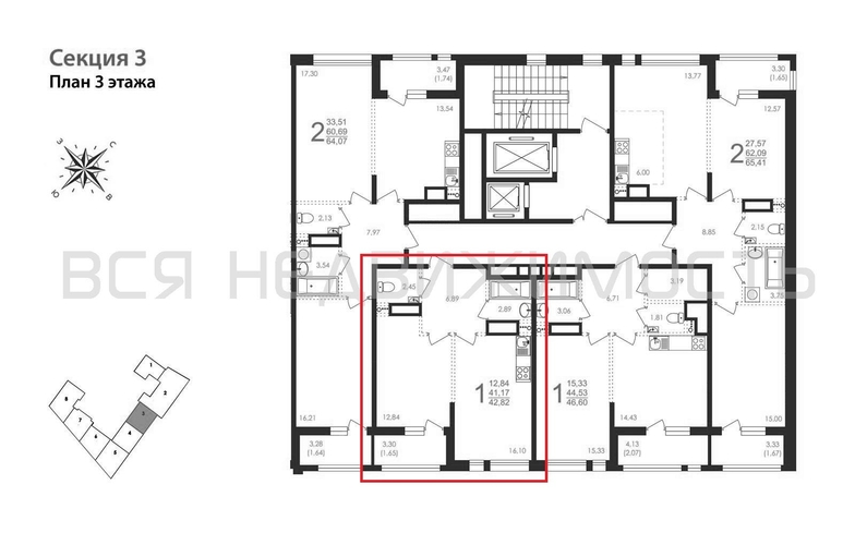 1-комнатная квартира, 42.82кв.м - изображение 1