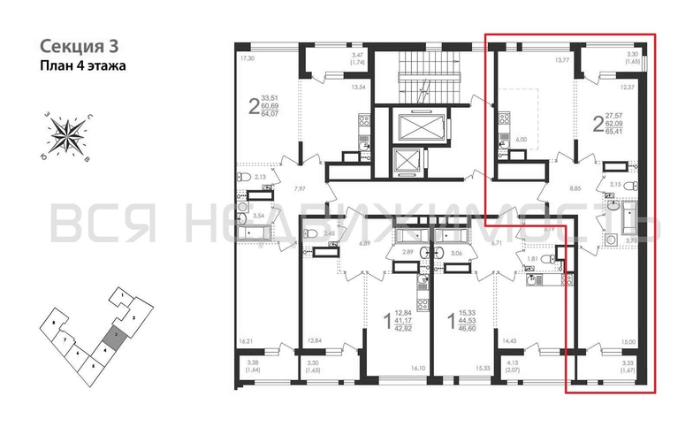 2-комнатная квартира, 65.41кв.м - изображение 1