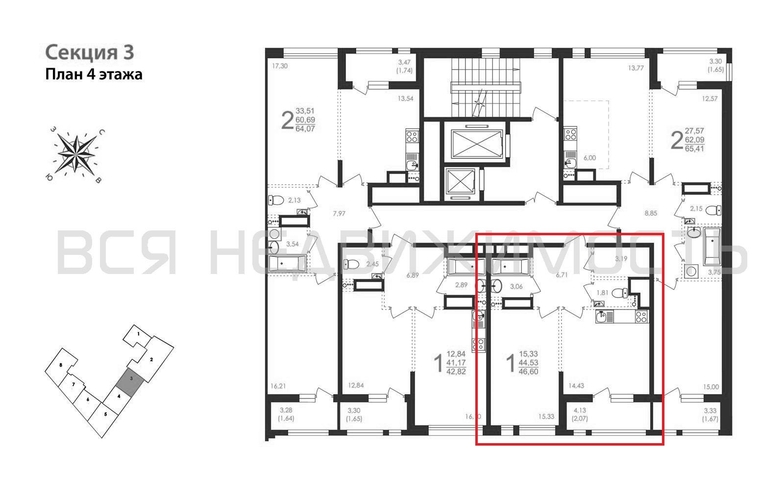 1-комнатная квартира, 46.6кв.м - изображение 1