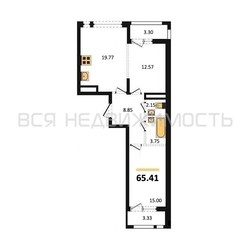 2-комнатная квартира, 65.41кв.м - изображение 1