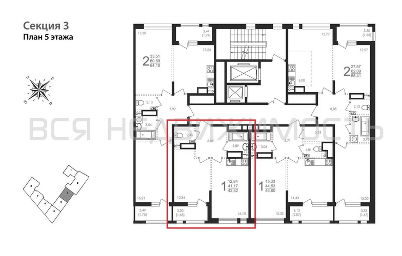 1-комнатная квартира, 42.82кв.м - изображение 1