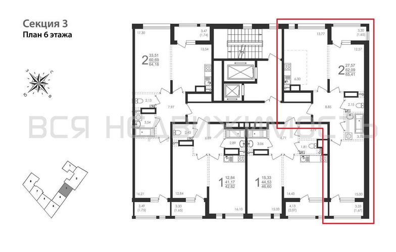 2-комнатная квартира, 65.41кв.м - изображение 1