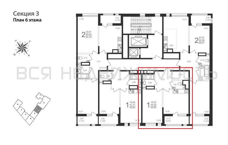1-комнатная квартира, 46.6кв.м - изображение 1