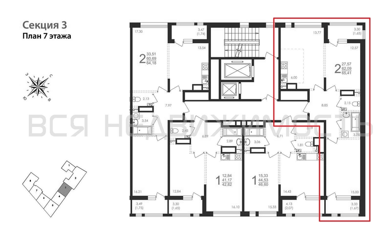 2-комнатная квартира, 65.41кв.м - изображение 1