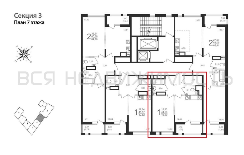 1-комнатная квартира, 46.6кв.м - изображение 1
