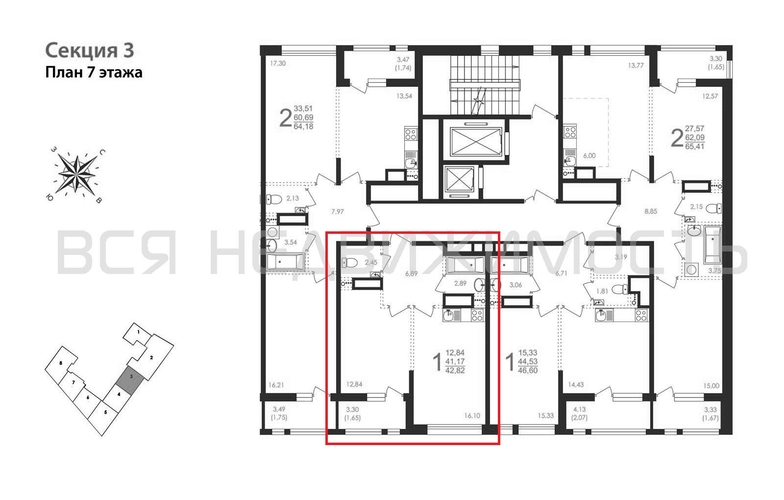 1-комнатная квартира, 42.82кв.м - изображение 1